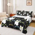 thumbnail image 1 of jejeloiu Abstract Cartoon Kitten Twin Sheet Sets,Colorful Cute Cat Twin Fitted Sheet,White Black Flat Sheet For Girls,Super Cozy Room Decor,3pcs, 1 of 7