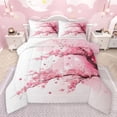 thumbnail image 1 of jejeloiu Abstract Cherry Floral Queen Comforter Set,Pink Splashing Ink Bedding Sets,Modern Aesthetic Art Bedding Comforter Set For Teens,Microfiber Bedroom Decor Reversible,3-Piece, 1 of 8