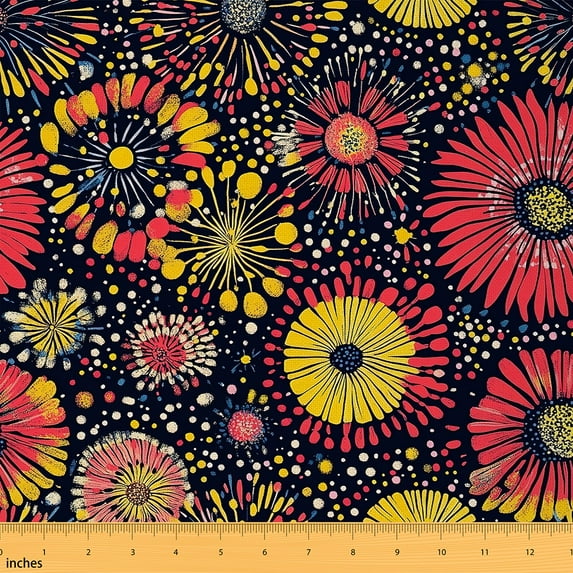 jejeloiu Abstract Colorful Fireworks Fabric by the Yard 3 Yards,Oil Painting Sewing Fabric,Cartoon Flower Floral Fabric for Sewing For Adults,Super Cozy Room Decor