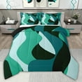 thumbnail image 1 of jejeloiu Abstract Geometric Line Twin Comforter Sets,Green Stripes Bedding Set For Men Women Reversible 2 Pieces, 1 of 8