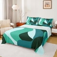 thumbnail image 1 of jejeloiu Abstract Geometric Line Twin Sheet Sets,Green Stripes Bedding For Men Women 3 Pieces, 1 of 7