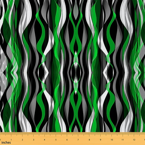 jejeloiu Abstract Geometric Lines Fabric by the Yard 2 Yards,Geometric Theme Room Decor Fabric by the Yard,Green Gray Stripes Fabric for Sewing For Children,Breathable Home Decor