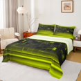 thumbnail image 1 of jejeloiu Abstract Geometric Plaid Bed Sheets For Boys,Yellow Neon Stripes King Sheets For Kids,4 Pieces, 1 of 6