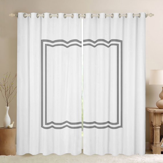 jejeloiu Abstract Geometric Stripes Black Out Curtains,Minimalism Square Pattern Curtains Pack of 2 (42x63 Each),Gray Black Bedroom Curtains For Kids,Ultra Soft Home Decor