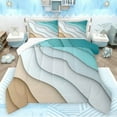 thumbnail image 1 of jejeloiu Abstract Geometric Stripes Queen Comforter Set,Waves Stripes Lines Bedding Sets,White Brown Blue Bedding Comforter Set For Adults,Luxury Bedroom Decor Reversible,3-Piece, 1 of 8