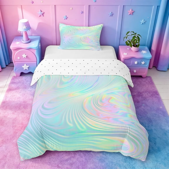 jejeloiu Abstract Geometric Swirl Pattern Twin Bedding Kids,Multicolor Pattern Duvet Cover Set For Girls,Reversible,2pcs(No Comforter)
