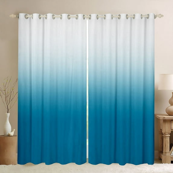 jejeloiu Abstract Gradient Effects Curtains Pack of 2 (42x84 Each),Minimalsim Ombre Curtains Blackout,White Blue Bedroom Curtains For Kids,Breathable Home Decor