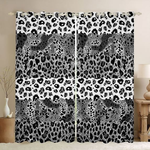 jejeloiu Abstract Leopard Print Black Out Curtains,Rustic Farmhouse Curtains Pack of 2 (42x63 Each),Abstract Fulid Art Bedroom Curtains For Girl,Microfiber Bedroom Decor