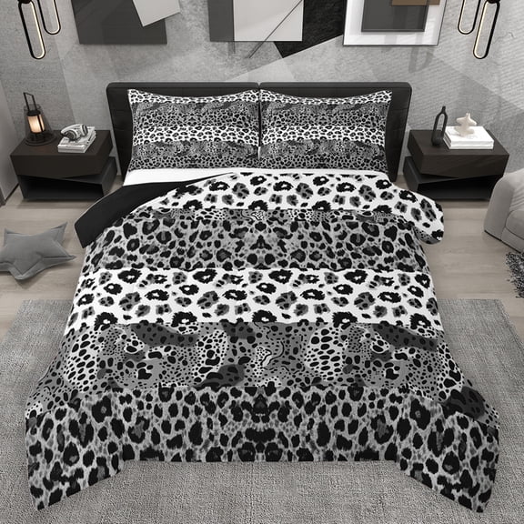 jejeloiu Abstract Leopard Print Queen Comforter Set,Rustic Farmhouse Bedding Sets,Abstract Fulid Art Bedding Comforter Set For Girl,Microfiber Bedroom Decor Reversible,3 Pieces