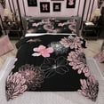 thumbnail image 1 of jejeloiu Abstract Sketch Floral Full Size Comforter Sets,Vintage Flower Blossom Bedding Comforter Set,Pink Black Bedding Sets For Girls Kids,Luxury Bedroom Decor Reversible,3pcs, 1 of 8