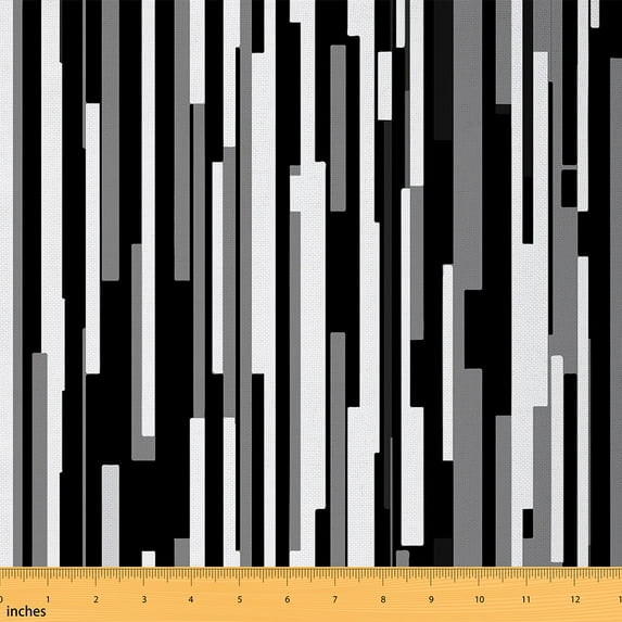 jejeloiu Abstract Stripe Fabric by the Yard 1 Yard, Black White Gray Sewing Fabric, Minimalist Art Room Decor Fabric by the Yard, Super Cozy Room Decor