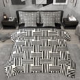 thumbnail image 1 of jejeloiu Abstract Vintage Lines 7-Piece Twin Bedding Sets,Geometric Striped Print Bedding Comforter Set,Black Beige Sheet Sets For Teens,Breathable Home Decor Reversible, 1 of 8