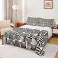 thumbnail image 1 of jejeloiu Abstract Vintage Lines Full Size Sheets,Geometric Striped Print Bed Sheets,Black Beige Sheet Sets For Teens,Breathable Home Decor,4-Piece, 1 of 7