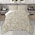 thumbnail image 1 of jejeloiu Abstract Waves Stripes Queen Comforter Set,Black Khaki Bedding Comforter Set For Teens Boys Reversible 3pcs, 1 of 8