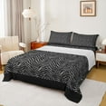 thumbnail image 1 of jejeloiu Abstract Zebra Print Queen Sheet Sets,Gray Black Bed Set For Girls Boys 4pcs, 1 of 7