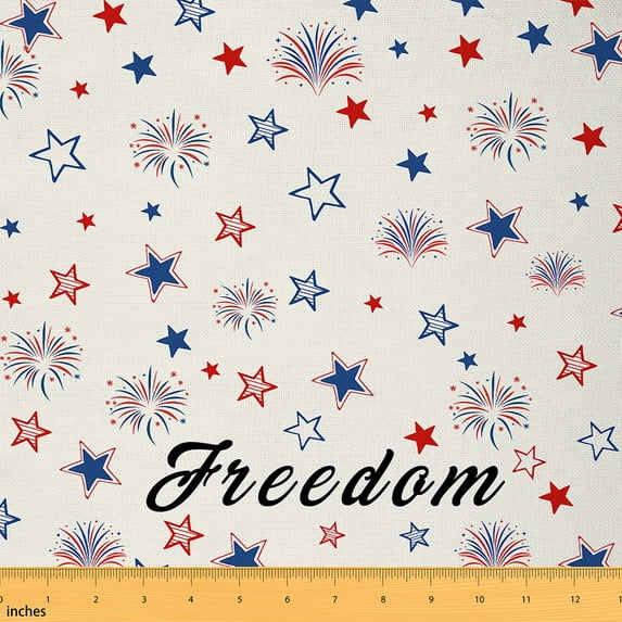 jejeloiu American Independence Day Fabric by the Yard 1 Yard,Freedom July 4Th Home Decor Fabric by the Yard,Colorful Stars Fireworks Sewing Fabric For Men Women,Luxury Bedroom Decor