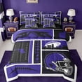 thumbnail image 1 of jejeloiu American Rugby Ball 7-Piece Twin Bedding Sets,Purple Football Helmet Bedding Comforter Set For Bots Teens Reversible, 1 of 8