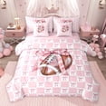 thumbnail image 1 of jejeloiu American Rugby Ball 7 Pieces Bedding Comforter Set,Chic Ribbon Bows Full Bedding Set For Bowknot Lover Reversible, 1 of 8