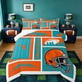 thumbnail image 1 of jejeloiu American Rugby Ball Queen Comforter Set,Orange Football Helmet Bedding Comforter Set For Bots Teens Reversible 3-Piece, 1 of 8