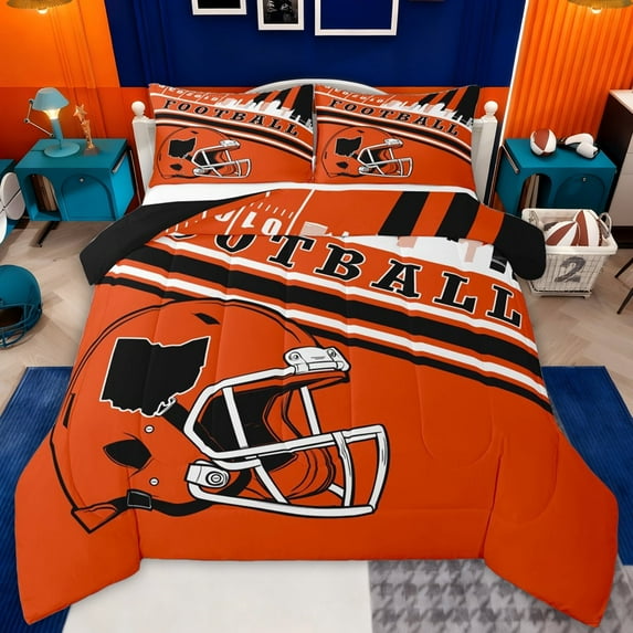 jejeloiu American Rugby Football Twin Comforter Sets,Boys Ball Game Bedding Set For Teens Reversible 2 Pieces