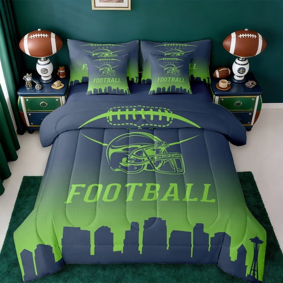 jejeloiu American Rugby Game 7 Pieces Bedding Comforter Set,Boys Ball Game Full Bedding Set For Football Lover Reversible