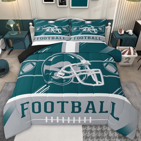 jejeloiu American Rugby Game Twin Comforter Sets,Gray Green Bedding Set For Teens Reversible 2pcs
