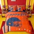thumbnail image 1 of jejeloiu American Rugby Helmet 7 Pieces Bedding Comforter Set,Deepblue Orange Full Bedding Set For Ball Gamer Reversible, 1 of 8