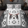 thumbnail image 1 of jejeloiu Ancient Aztec Print 7-Piece Bedding Comforter Set,Vintage Geometric Thombus King Bedding Sets,Farmhouse Bull Skull Bed Sheets For Adults,Ultra Soft Home Decor Reversible, 1 of 8