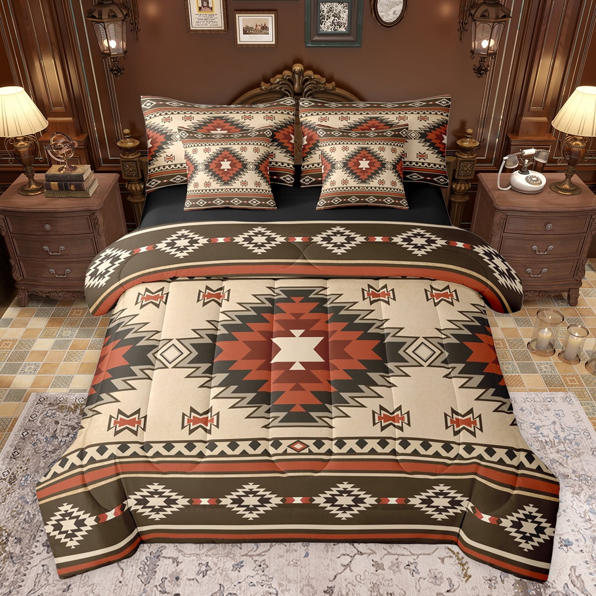 jejeloiu Ancient Bohemian Aztec 7-Piece Bedding Comforter Set,Boho ...