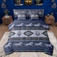 thumbnail image 1 of jejeloiu Ancient Bohemian Aztec 7pcs Bedding Comforter Set,Dreamcatcher Horse Pattern Queen Bedding Sets,Blue Purple Queen Sheet Sets For Men Women,Breathable Home Decor Reversible, 1 of 8
