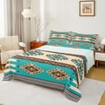 thumbnail image 1 of jejeloiu Ancient Bohemian Aztec Full Size Sheets,Rustic Western Tribal Bed Sheets,Cyan Brown Sheet Sets For Adults,Microfiber Bedroom Decor,4 Pieces, 1 of 7