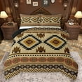 thumbnail image 1 of jejeloiu Ancient Bohemian Aztec Queen Comforter Set,Rustic Western Tribal Bedding Sets,Brown Plaid Bedding Comforter Set For Adults,Microfiber Bedroom Decor Reversible,3pcs, 1 of 8