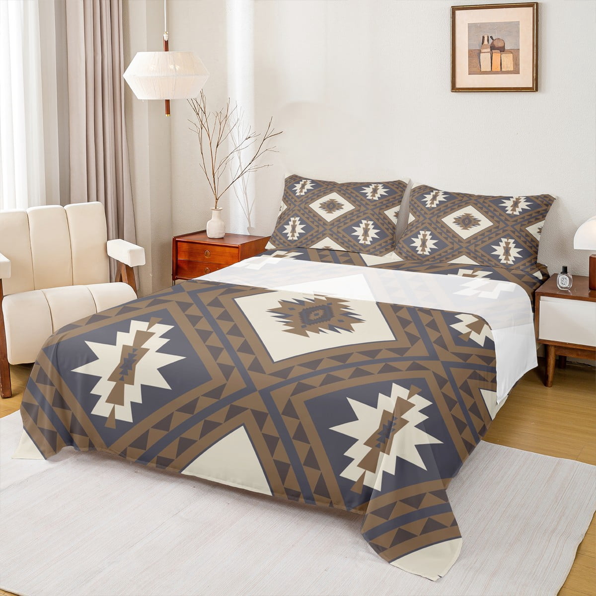 jejeloiu Ancient Bohemian Aztec Queen Sheet Sets,Rustic Western Tribal ...