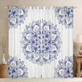 thumbnail image 1 of jejeloiu Ancient Bohemian Flowers Blackout Curtains Set of 2 (52x84 Each),Retro Mandala Print Window Curtains,Blue White Curtains and Drapes For Adults,Breathable Home Decor, 1 of 6