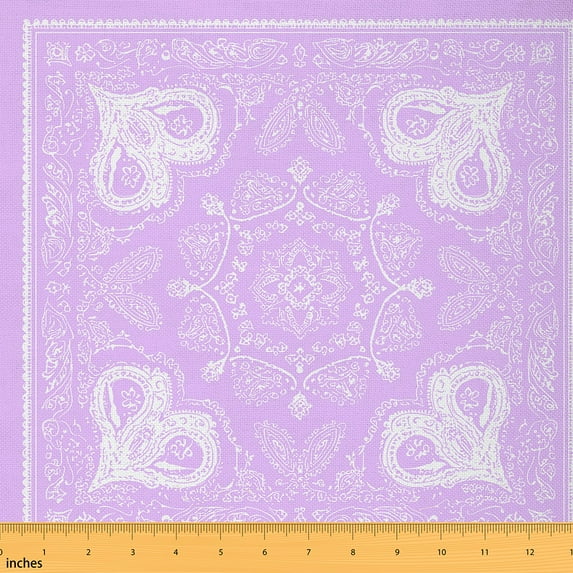 jejeloiu Ancient Bohemian Fabric (10 Yard),Retro Paisley Light Purple Sewing Fabric For Children