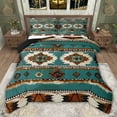 thumbnail image 1 of jejeloiu Ancient Bohemian Aztec Twin Comforter Sets,Cyan Beige Brown Bedding Set For Adult Reversible 2-Piece, 1 of 8