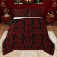 thumbnail image 1 of jejeloiu Ancient Damask Jacquard Twin Comforter Sets,Red Black Bedding Set For Girls Kids Reversible 2pcs, 1 of 8