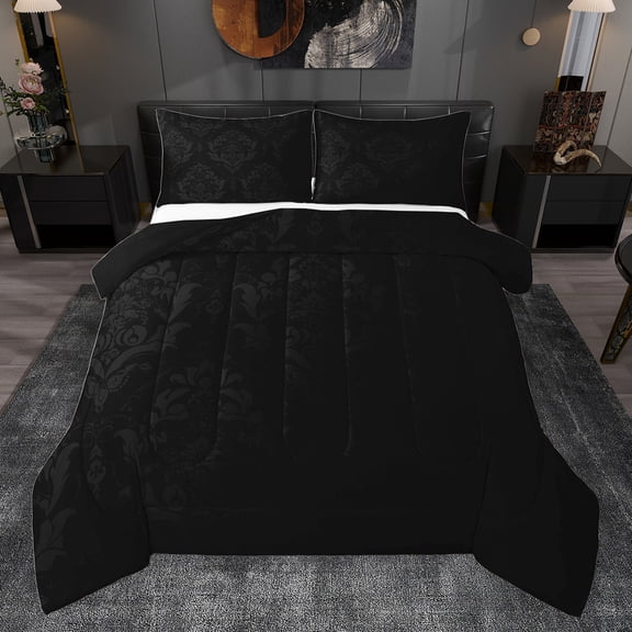 jejeloiu Ancient Damsk Pattern Queen Comforter Set,Rustic Baroque Victorian Bedding Sets,Gothic Flower Floral Bedding Comforter Set For Bots Teens,Ultra Soft Home Decor Reversible,3-Piece
