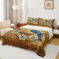 thumbnail image 1 of jejeloiu Ancient Flower Floral Full Size Sheets,Wild Flying Bird Bed Sheets,Blue Brown Sheet Sets For Men Women,Ultra Soft Home Decor,4-Piece, 1 of 7