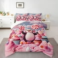 thumbnail image 1 of jejeloiu Antarctic Animal Full Comforter Set,Kawaii Penguin Dessert Cake,Ultra Soft Reversible Decor For Kids,3-Piece, 1 of 8
