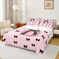 thumbnail image 1 of jejeloiu Autumn Fall Pumpkin Queen Sheet Sets,Cute Bow Bowknot Flat Sheet,Pink Black Queen Fitted Sheet For Child,Ultra Soft Home Decor,4-Piece, 1 of 7