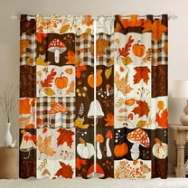 jejeloiu Autumn Harvest Pumpkin Blackout Curtains,Hello Fall Curtains Pack of 2 (38x45 Each),Rustic Flower Mushroom Maple Window Curtains For Men Women,Microfiber Bedroom Decor