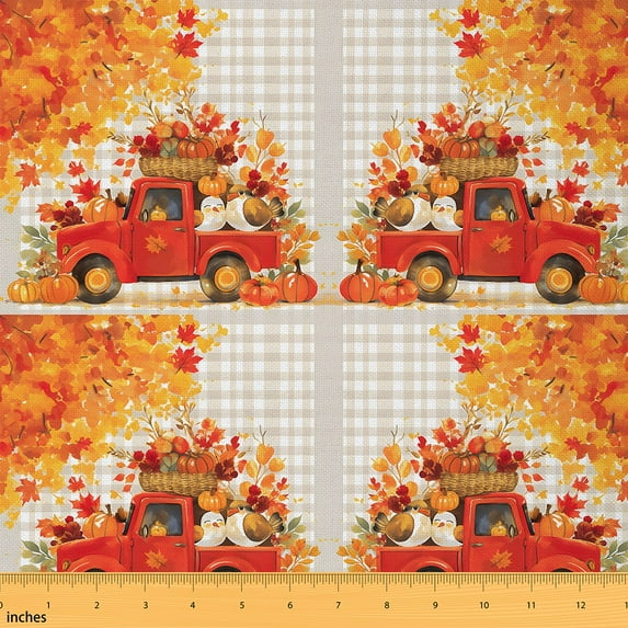 jejeloiu Autumn Harvest Pumpkin Fabric by the Yard 2 Yards,Autumn Fall Maples Room Decor Fabric by the Yard,Rustic Tree Fabric for Sewing For Child,Microfiber Bedroom Decor