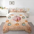 thumbnail image 1 of jejeloiu Autumn Harvest Pumpkin Full Size Comforter Sets,Pink Bow Bowknot Bedding Comforter Set,Gold Glitter Print Bedding Sets For Girl Boys,Microfiber Bedroom Decor,3pcs, 1 of 8