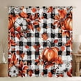 thumbnail image 1 of jejeloiu Autumn Pumpkin Maples Blackout Curtains Set of 2 (52x84 Each),White Black Checkered Window Curtains,Rustic Farmhouse Cabin Curtains and Drapes For Men Women,Luxury Bedroom Decor, 1 of 6