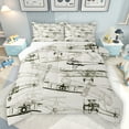 thumbnail image 1 of jejeloiu Aviation Aircraft Full Size Comforter Sets,Ancient Airplane Pattern Bedding Comforter Set,Light Gray Black Bedding Sets For Teens,Luxury Bedroom Decor,3 Pieces, 1 of 8