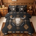 thumbnail image 1 of jejeloiu Aztec Geometric Print 7-Piece Twin Bedding Sets Kids,Rustic Bull Skull Pattern Bedding Comforter SetFor Men,Reversible, 1 of 7