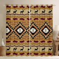 thumbnail image 1 of jejeloiu Aztec Rhombus Triangle Blackout Curtains Set of 2 (52x84 Each),Bohemian Exotic Style Window Curtains,Brown Retro Geometric Curtains and Drapes For Men Women,Microfiber Bedroom Decor, 1 of 6