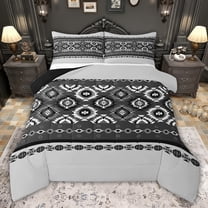 jejeloiu Aztec Triangle Rhombus Twin Comforter Sets,Gray Black Bedding Set For Teens Kids Reversible 2pcs