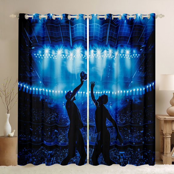jejeloiu Ball Game Blackout Curtains Set of 2 (52x84 Each),Sport Theme Window Curtains For Teens